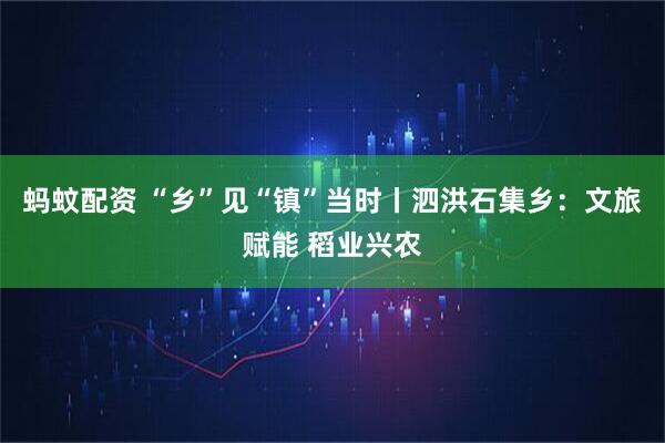 蚂蚊配资 “乡”见“镇”当时丨泗洪石集乡：文旅赋能 稻业兴农