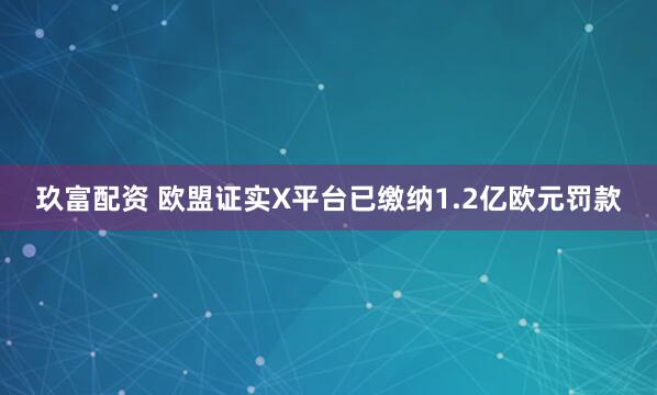 玖富配资 欧盟证实X平台已缴纳1.2亿欧元罚款